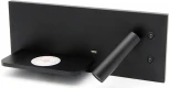 Настенный светильник с полкой Kink Light Норти 08075L,19 черный (левое) с разъёмом USB, беспроводная зарядка (LED, 220V, выключатель)