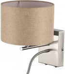 Бра на гибкой ножке для чтения Lumion Nikki 8250/2W никель/бежевый, металл/текстиль Е14 40W+ LED 3W 4000K 220V (выключатель)