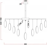 Потолочная люстра каскадная на штанге Freya Porto FR5104PL-08BS (220V)