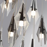 Потолочная каскадная люстра Odeon Light Afalina 5442/137L черный/бел.матовый/прозрачн./дымчатый/металл/стекло LED*137W 3000K (220V, на проводе)