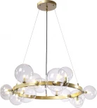 Подвесная люстра Crystal Lux AGATA SP15 V2 GOLD/TRANSPARENTE (220V, на тросе, шарики)