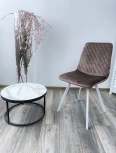 Обеденный стул M-City DAIQUIRI BLUVEL-38 LATTE / белый каркас, велюр