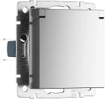 Розетка с заземлением с защит. крышкой и шторками (серебряный матовый) Werkel W1171265 (a069594)