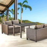 Обеденный комплект плетеной мебели с диванами Afina T256A/S59A-W53 Brown
