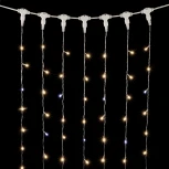Гирлянда Занавес 2 x 3 м Тепло-Белый с Мерцанием Белого Диода 220В, 600 LED, Провод Прозрачный ПВХ, IP54