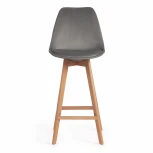Стул TULIP SOFT BAR (mod. 75) светло-серый (HLR19)/натуральный (вельвет/дерево)