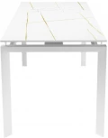 Стол DikLine KT120 мрамор белый Лотус,опоры белые