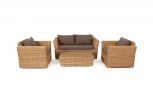Лаунж-зона из искусственного ротанга, цвет соломенный 4SIS Капучино Сингл KSS2C2T-4-SET