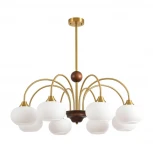 Потолочная люстра на штанге Lumion Larina 8323/8C латунь/белый, металл/стекло/дерево E27 8*60W 220V