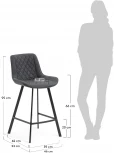 Барный стул La Forma (ex Julia Grup) Adela (Графит,Черный/ Пена,Сталь,Фанера)