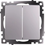 Переключатель двухклавишный (серебро) Stekker Катрин 49168