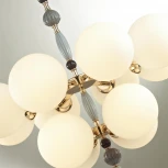 Потолочная люстра на штанге Odeon Light Palle 5405/12 золотой/серый/голубой/зеленый/белый матов./металл/керамика/стекло E14 12*40W (220V, подвески, шарики, молекулы)