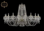 Подвесная большая люстра Art Classic 11.23 11.23.20.460.Gd.Dr (220V, хрусталь, на цепи, подсвечник, свеча)