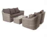 Лаунж-зона из искусственного ротанга, цвет серый 4SIS Фабриция FS3C2T-4-SET gray