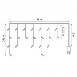 Бахрома светодиодная со статическим свечением, 6м. соединяемая, 80 светодиодов, белый свет Uniel ULD-B6006-080/STK WHITE IP44