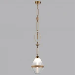 Подвесной светильник Odeon Light Krema 5441/1A сатинированн.латунь/прозрачн./металл/стекло/травертин/веревка G9 LED 6W (220V, подвески, на цепи)