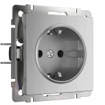 Розетка с заземлением (cеребряный рифленый) Werkel W1171009 (a051368)