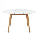 Стол круглый раскладной обеденный BOSCO (Боско) Белый+Натуральный ( Бук) (основание бук, столешница мдф)