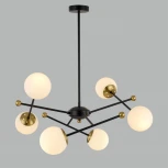 Потолочная люстра на штанге Lumion Melody 6581/6 черный, золотой/белый металл /стекло E14 6*40W 220V