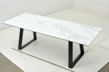 Стол Франк 180 БЕЛЫЙ МРАМОР, стекло / ЧЕРНЫЙ
