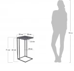 Придиванный столик Loft 35x35см, серый мрамор с чёрными ножками Bradex Home RF 0355