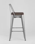 Стул полубарный Stool Group TOLIX WOOD со спинкой серебристый матовый УТ000000842