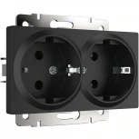 Розетка двойная с заземлением (черный матовый) (a051623) Werkel Встраиваемые механизмы черные W1172008