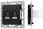 Механизм компьютерной розетки двойной SCT-MPC2-PL-BK (RJ-45, CAT6) (Arlight) 045337