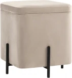 Пуф Грейс квадрат с ящиком велюр серо-бежевый УТ000035894