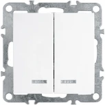 Выключатель двухклавишный с подсветкой (белый) Stekker Эрна 39310