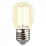 Лампа светодиодная, форма "шар", прозрачная, теплый белый свет 3000K Uniel Яркая A++ LED-G45-4W/3000K/E27/CL GLY01TR
