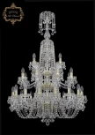 Подвесная большая люстра Art Classic 11.26 11.26.16+8+4.300.3d.XL-130.Gd.B (220V, хрусталь, на цепи, подсвечник, свеча)