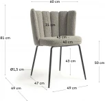 Стул Aniela из серой ткани букле и черными металлическими ножками La Forma (ex Julia Grup) арт.108114