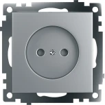 Розетка без заземления со шторками (серебро) Stekker Катрин 39581