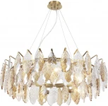 Подвесная люстра Crystal Lux TREVI SP8 BRASS (220V, хрусталь, на цепи, листья)