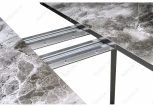 Стеклянный стол Woodville Алингсос 100(140)х100х76 мрамор серый / черная шагрень 462115