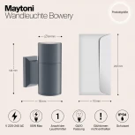 Настенный светильник уличный Maytoni Bowery O574WL-01GR (220V, круглые, IP54)