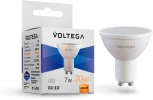 Лампочка светодиодная полусфера белая колба GU10 7 Вт 670 lm 2800K теплое желтое свечение Voltega Simple 7056