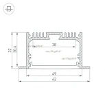 Профиль с экраном SL-LINIA62-F-2500 ANOD+OPAL (Алюминий) 020470 Arlight SL-LINIA