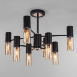 Потолочная люстра Wi-Fi на штанге Eurosvet Tesoro 70125/8 черный (220V, управление смартфоном, голосовое управление, умный дом - Minimir Home, Алиса, Маруся, Салют)