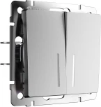 Выключатель двухклавишный с подсветкой (серебряный матовый) Werkel W1120165 (a063610)