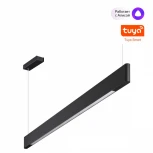 Подвесной линейный светильник Novotech Iter 359548 черный диммир. со сменой цв.темпер. (пульт ДУ/прилож. Smart Life) LED 12/24W 220V 3000-5700К (регулировка яркости, умный дом - Алиса, Tuya Smart, Smart Life, на тросе)