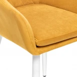 Стул с подлокотниками Слим, каркас Белый, велюр Горчица Leset