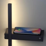 Настенный светильник с беспроводным ЗУ левый Lumion Blake 5695/6WL LEDIO LN23 черный LED 6W 450Лм 3000К 220V (выключатель)