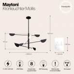 Потолочная люстра на штанге Maytoni Mollis MOD126PL-08B (220V)