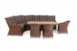 Обеденная группа угловая из искусственного ротанга, цвет коричневый 4SIS Бергамо BS6CT-5-SET brown