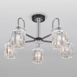 Потолочная люстра Wi-Fi на штанге Eurosvet Tenia 70090/5 графит (220V, хрусталь, управление смартфоном, голосовое управление, умный дом - Minimir Home, Алиса, Маруся, Салют)