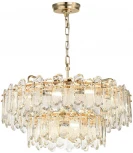 Подвесная люстра ярусная большая Odeon Light Bullon 5069/22 золото/прозрачный/металл/хрусталь E14 22*40W (220V, на цепи)