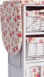 Гладильный комод с 3-я корзинами Secret De Maison CAMPANARD (mod. PE-03) дерево павловния, мдф, 64x35x83см, white (белый), ткань -розочки Tetchair 15543