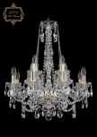 Подвесная люстра Art Classic 11.25 11.25.8+4.200.h-67.Gd.Sp (220V, хрусталь, на цепи, подсвечник, свеча)